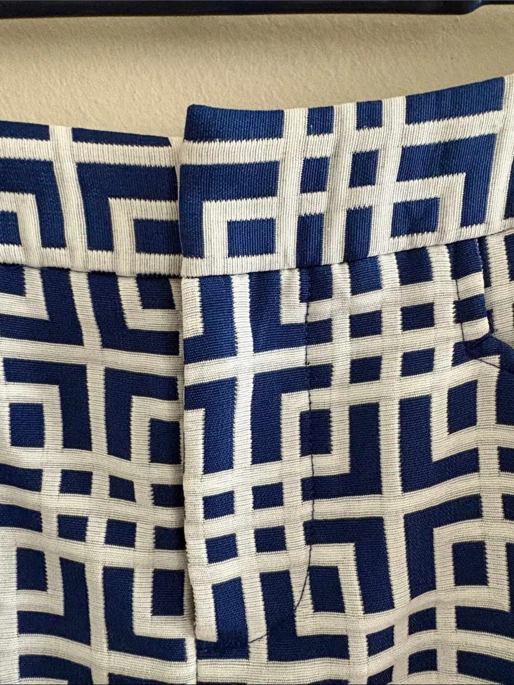 LOFT Blue and White Patterned Skirt